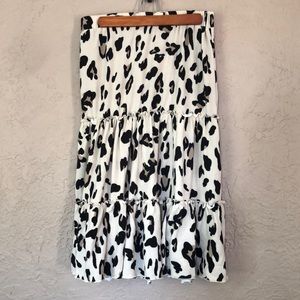Leopard-print tiered midi skirt